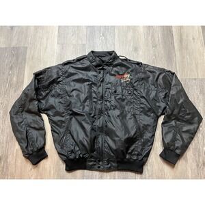 Vtg Castrol GTX Racing Jacket Black Satin Members Only Style Men's Large